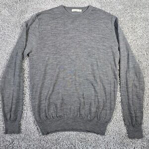 SuitSupply Sweater Men's XL Gray 100% Merino Wool Crewneck Lightweight Knit